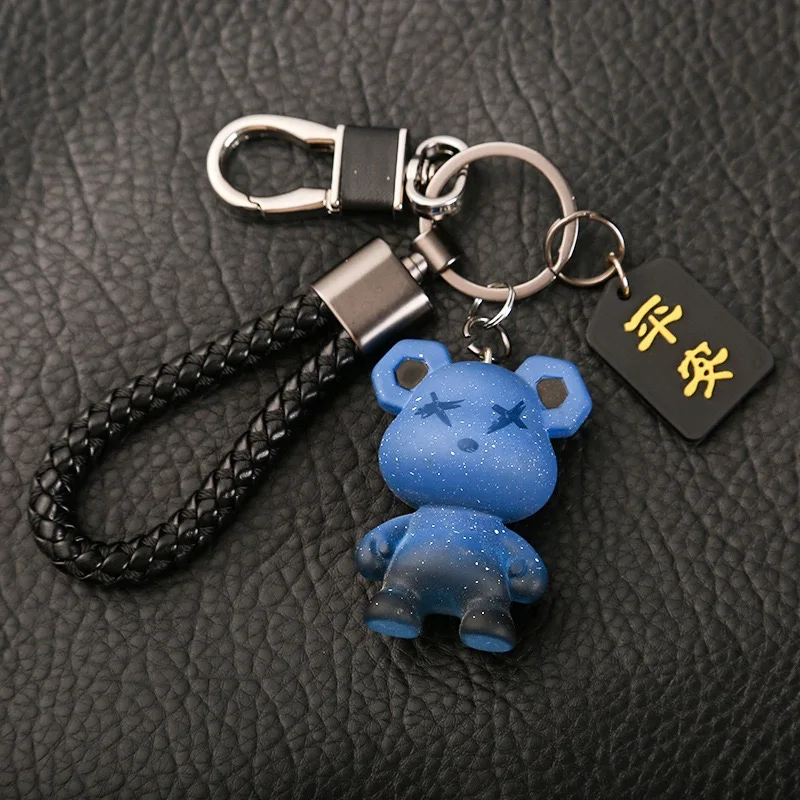 New Pendant Bear Motorcycle Accessories Keychain Chinese Safe Outdoor Cycling Backpack Daily Decoration Couple Cute Animal Chain