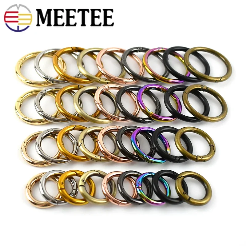 10Pcs 7/10/12/15/20/25/32/38/50mm Metal Spring O Ring Clasp for Bag Strap Trigger Buckles Loops DIY Snap Clip Hooks Accessories