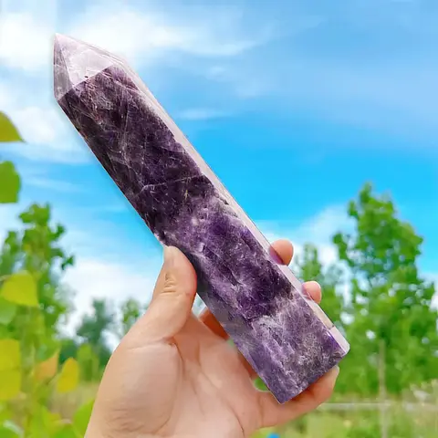 Big Size Natural Amethyst Point Wand Crystal Energy Stone Natural Purple Quartz Home Decor Polished Crafts 8-15cm Stone Carved