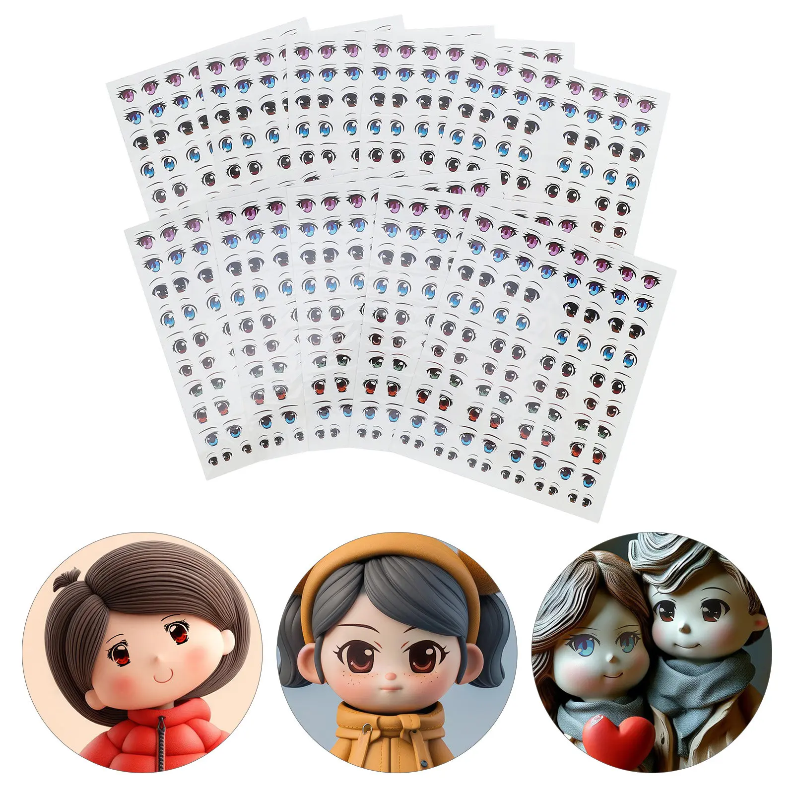 

Наклейки для глаз для поделок, мультяшные наклейки для глаз, водные переводные наклейки, аксессуары для лица из глины, пластиковые глаза, товары для рукоделия