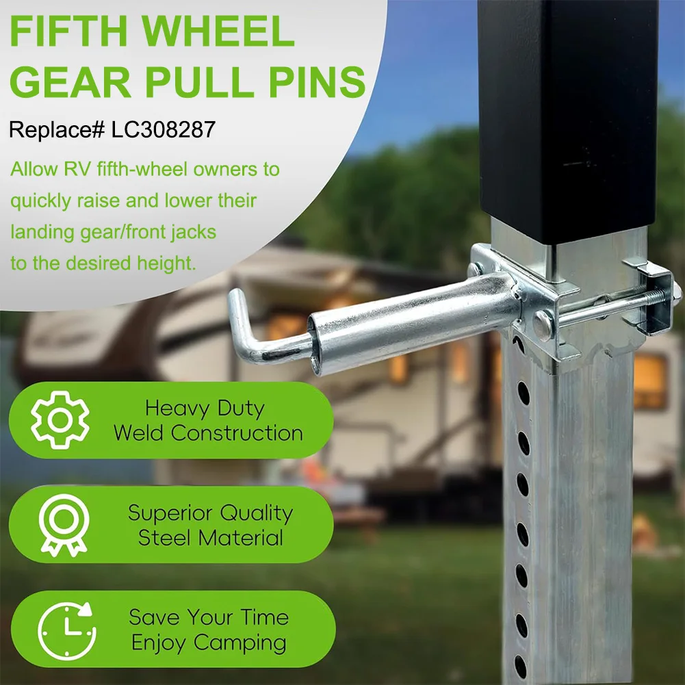 For RV Fifth Wheel Landing Gear Quick Release Pull Pins Two Pack Easy Bolt On Installation For Durable Zinc Plated Steel