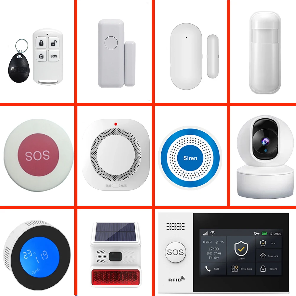 PGST 433MHz Wireless Home Security Alarm Kit with WiFi Connection GSM Intelligent Door Sensor Alarm Accessories
