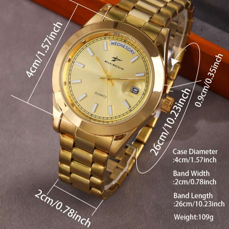 Fashion Men\'s Quartz Watches Stainless Steel Gold Strap Luxury Business Trend Casual Simple Watch Man\'s Clock Wristwatch