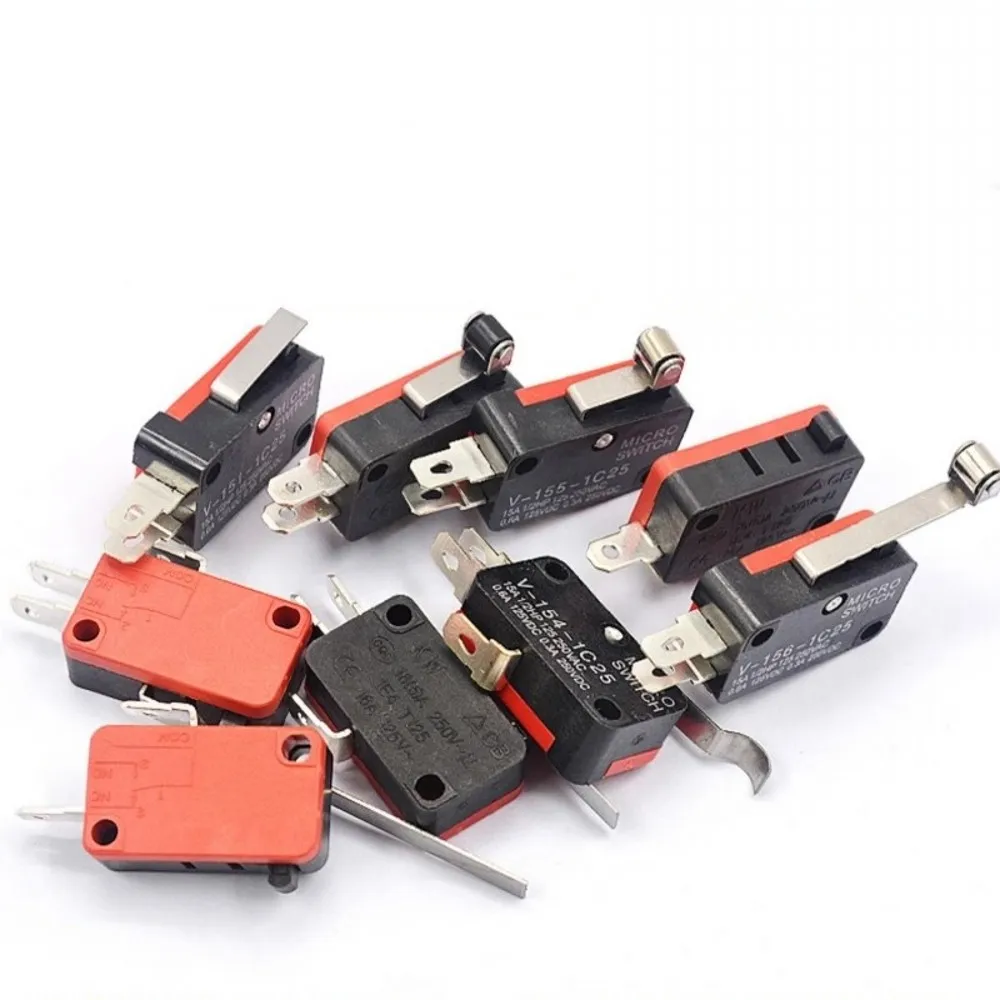 50PCS Micro Switch Travel Switch Limit Switch V-15 V-152 V-153 V-154 V-155 V-156-1c25 15A250V Momentary 1NO1NC Lever Roller