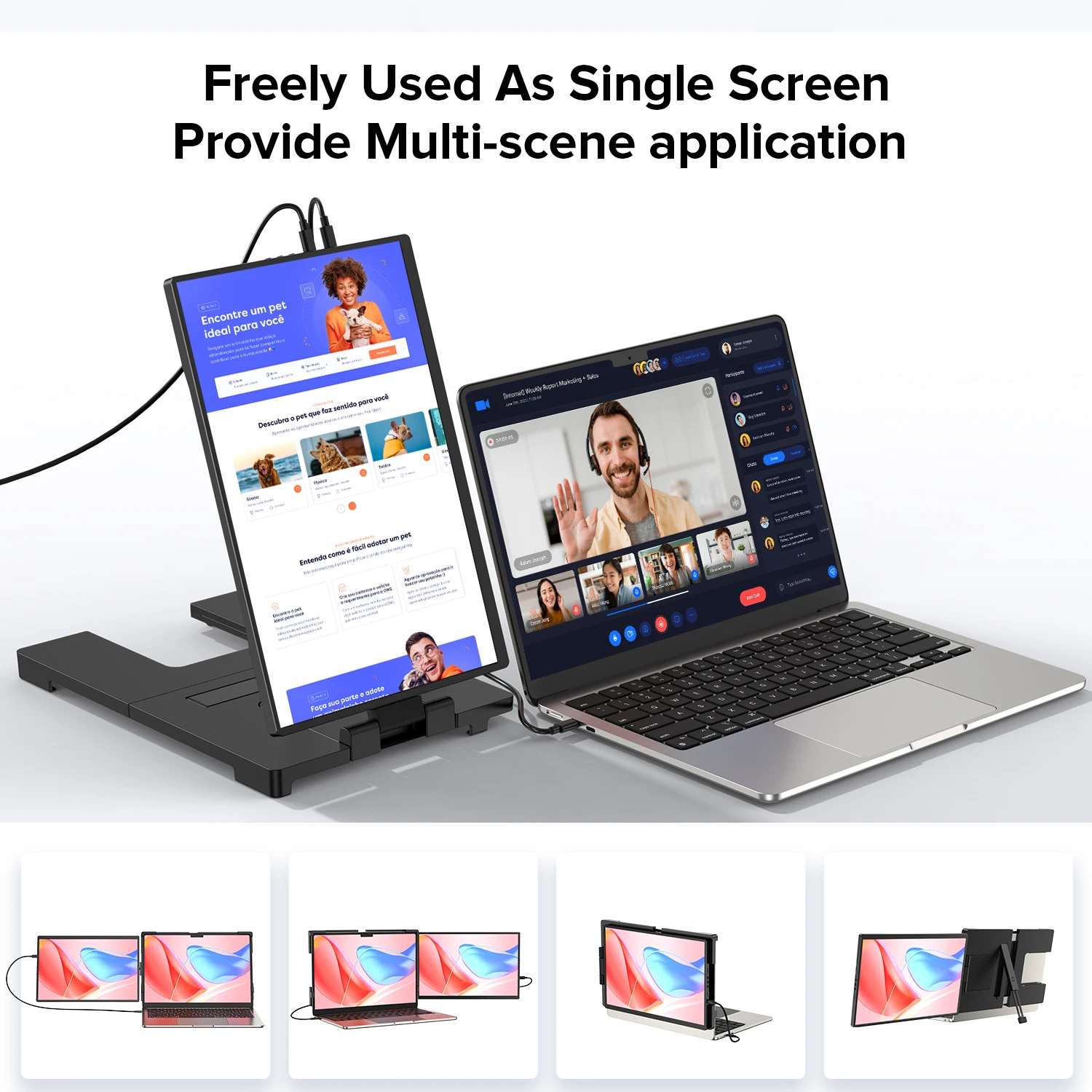 Imagem -06 - Laptop Screen Extender 360° Dobradiça Giratória Exclusiva com Rotação Automática de 180° Monitor Portátil para Macos Windows Apple Android Uperfect14 2k