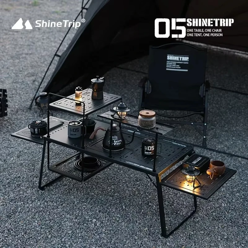 ShineTrip Outdoor 05 Series Black Mist IGT Modular Free Standing Table Portable Table Folding Aluminium Camping Table Set