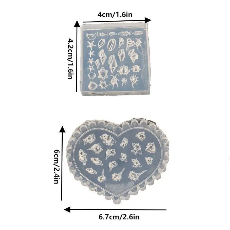 Molde 3D de silicona para decoración de uñas, plantillas de diseño de concha DIY, molde para uñas, joyería artesanal, herramienta de molde transparente para uñas