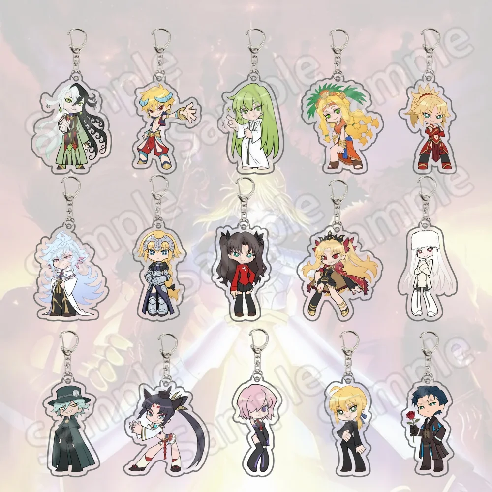 Anime Game Fate Grand Order FGO Saber Gilgamesh Mash Merlin Enkidu Ishtar Jeanne Ereshkigal Acrylic Keychain Keyring Pendant