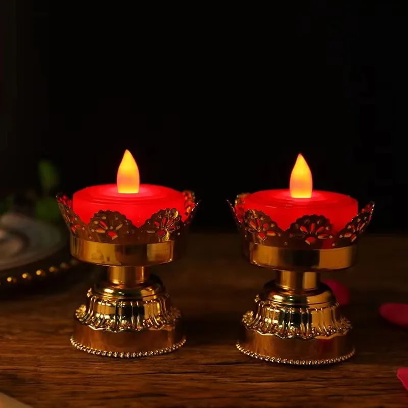 

Новые 10 шт. пластиковые светодиодные свечи без пламени, мерцающие, для вечеринок, буддийских храмов, бездымные