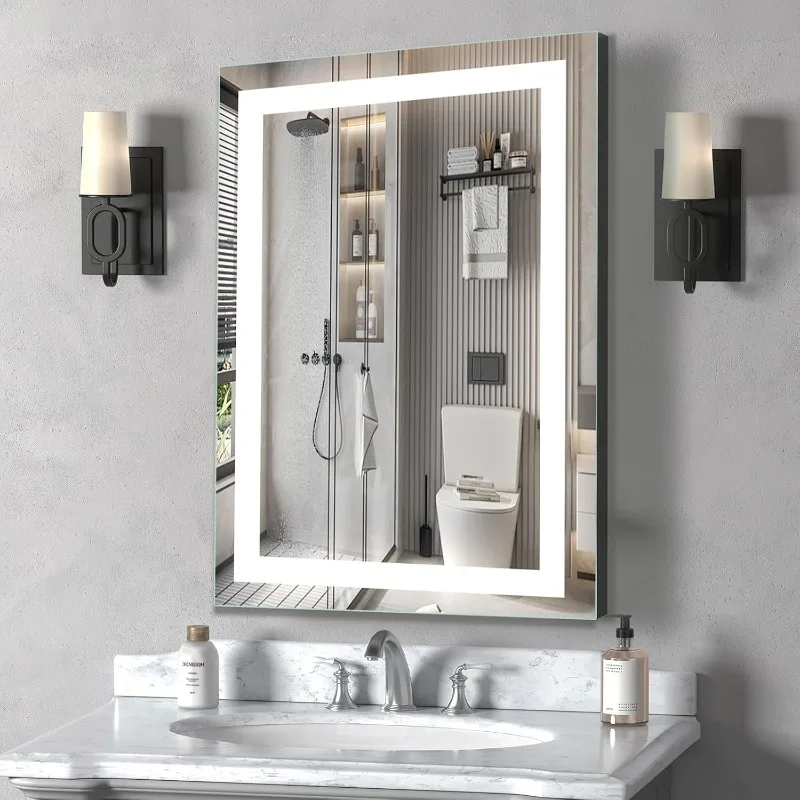 Specchio da bagno a LED da 16×24 pollici, specchio da bagno con luci per parete, trucco da parete per il trucco del bagno
