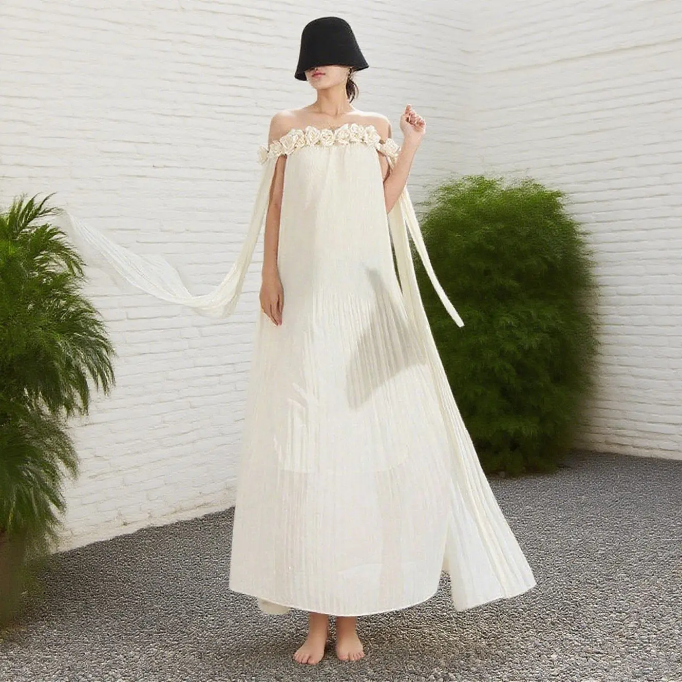 

Spring Summer Women's Sexy Floral Strapless Evening Dress Bodycon Dresses Luxury Party Gown Outfits