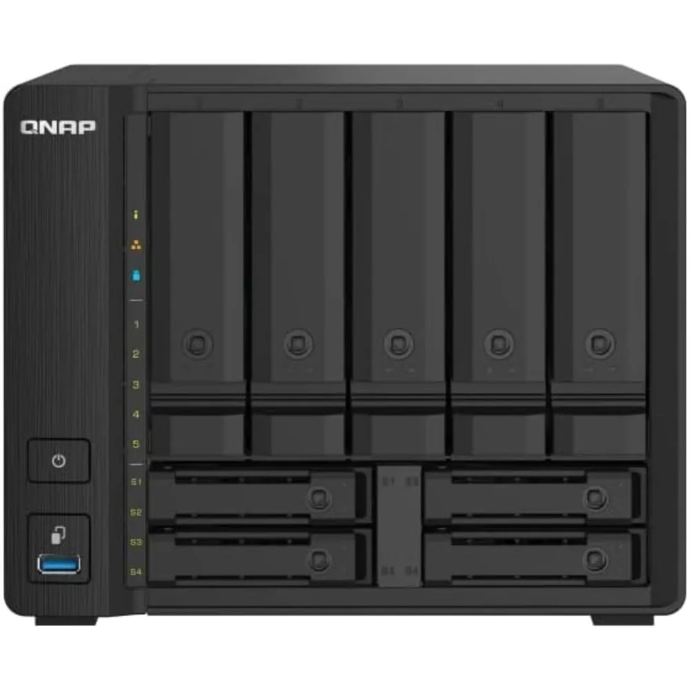 

Высокоскоростной NAS с 5+4 отсеками и двумя портами 10GbE и 2,5GbE для хранения данных