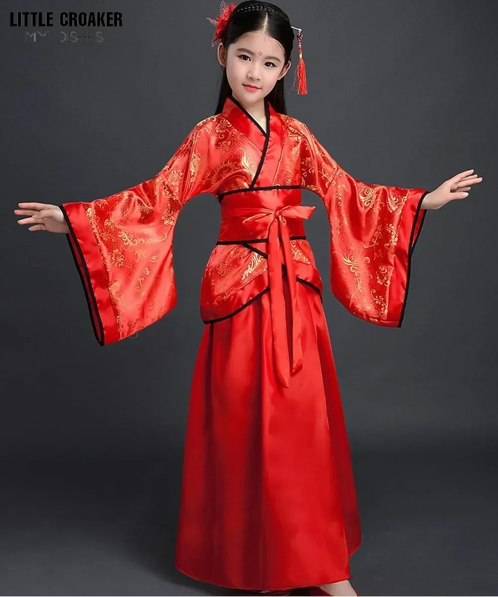 Китайская женская одежда, винтажная одежда для девочек, карненвалевая, новогоднее платье ханьфу, детский, взрослый, Женский танцевальный костюм