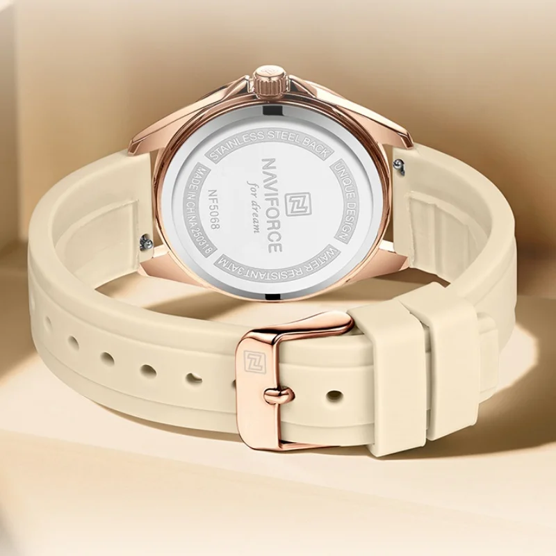 NAVIFORCE NF5068 Simple Ladies' Watches Casual Quartz Silicone Strap Luminous 3ATM Waterproof Watch