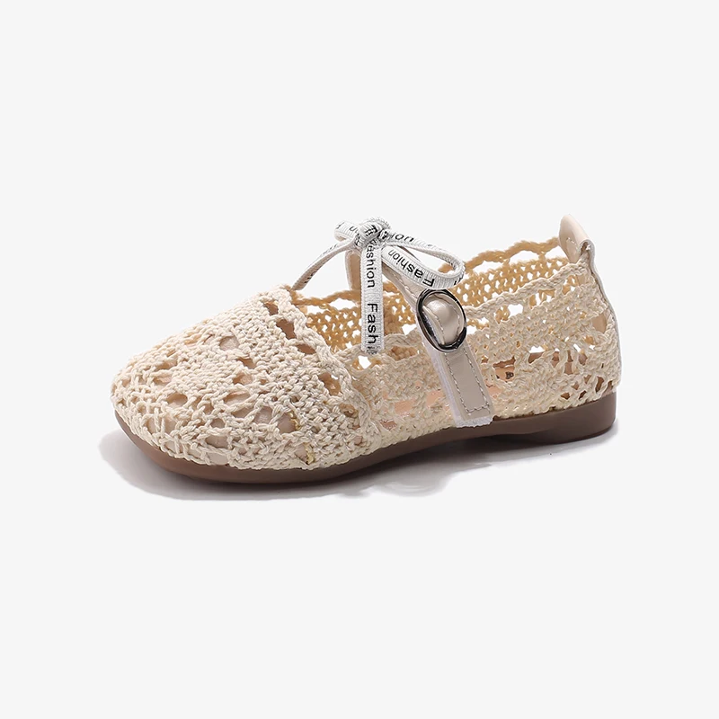 القوس شبكة الفتيات أحذية مسطحة فستان من الدانتيل الصلبة الاطفال الأميرة أحذية هوك حلقة عدم الانزلاق طفل الأطفال أحذية أنيقة #5