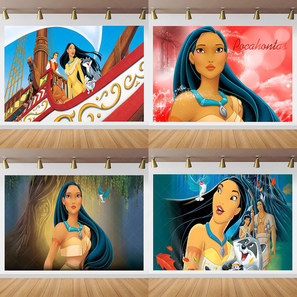 Disney Pocahontas Backdrop Kids Birthday Decoration Background Sailboat Vinyl Polyester Photography Decor Props