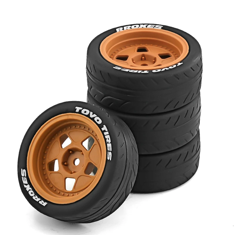 

4PCS 68Mm 1/10 RC Racing Car Tires On Road Touring Drift Car Tyre Wheel For Tamiya TT01 TT02 XV01 Parts As Shown