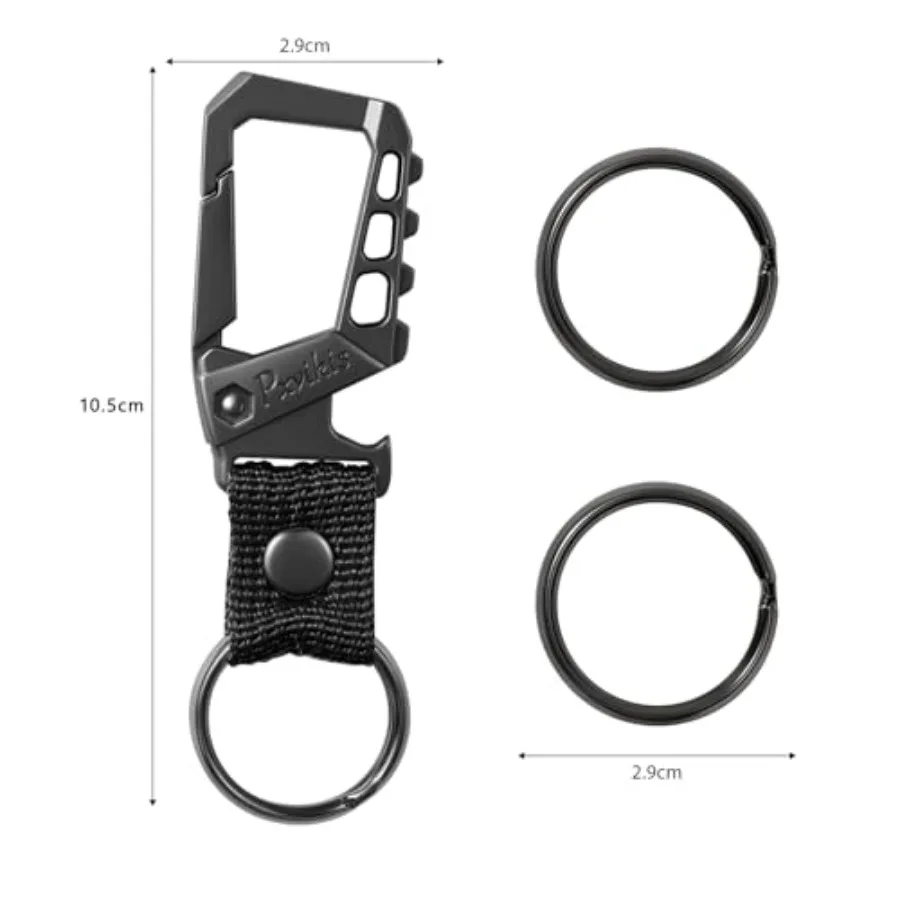 Metal heavy duty key chain carabiner clip bottle opener wrist lanyard ring car key fob unisex for men and women