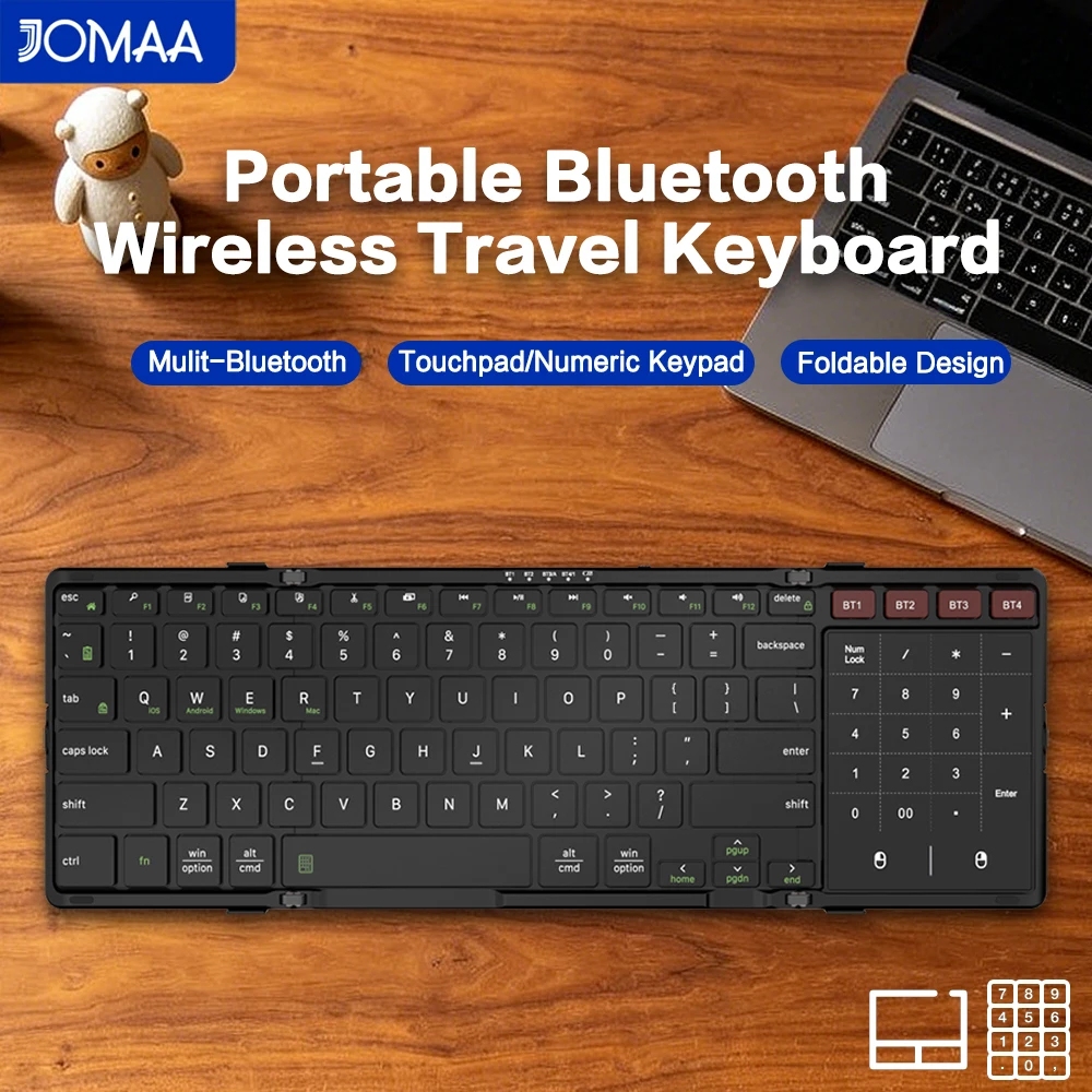 Rechargeable Bluetooth Wireless Touchpad Keyboard for Windows/Mac OS,Portable 2 in 1 Wireless Keyboard with Touchpad&Number Pad