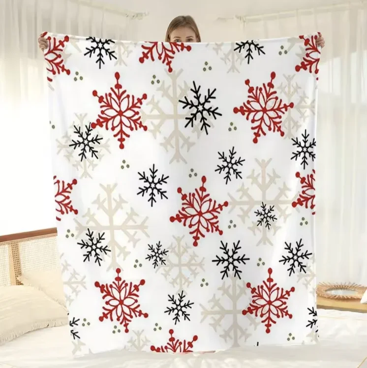 Festive Snowflake Symphony: Christmas Blanket Soft and comfortable New Year home decoration gift
