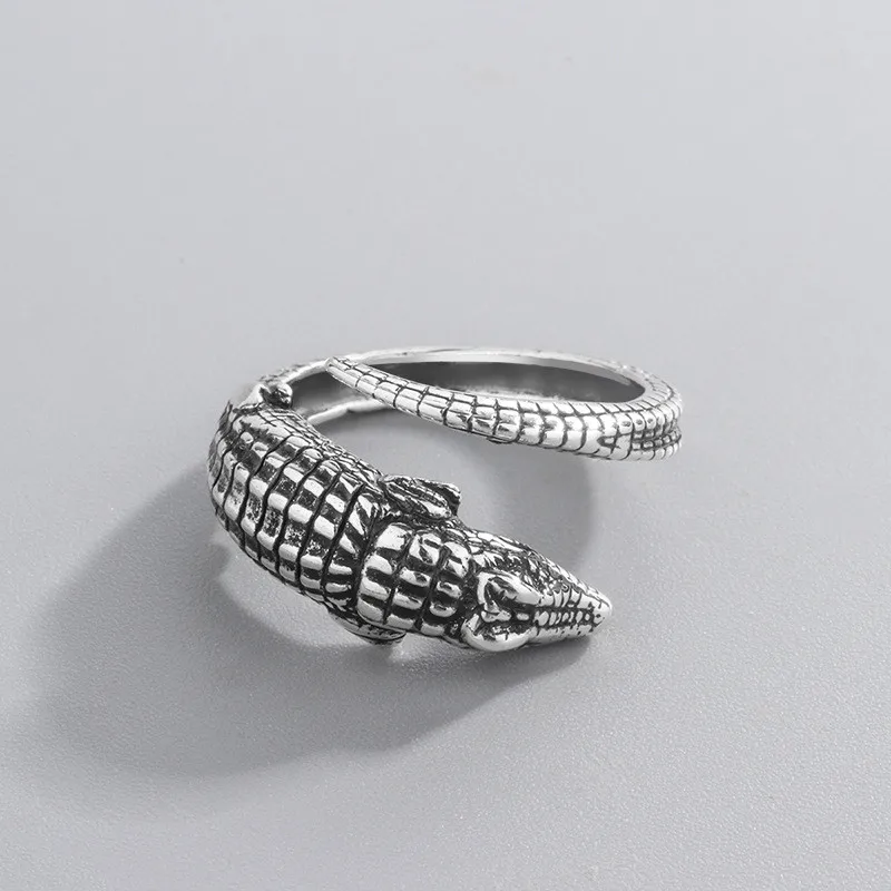 Domineering 925 Sterling Silver Crocodile Punk Thai Silver Fine Jewelry High Quality Rings For Women XR180