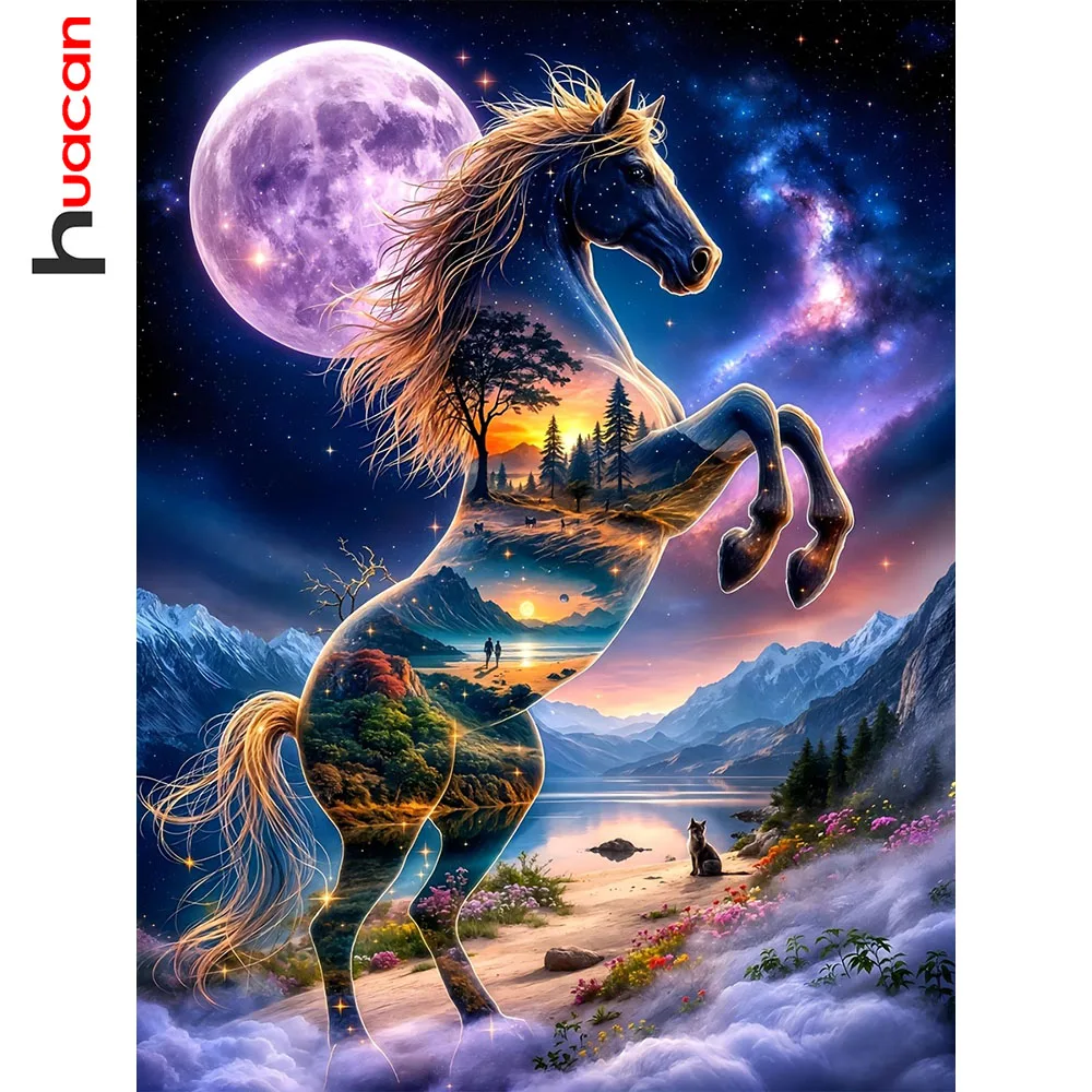 Huacan Diamantmalerei Hourse Vollrund Quadratisch DIY Stickerei Angebot Landschaft Handgemachtes Geschenk Heimdekoration