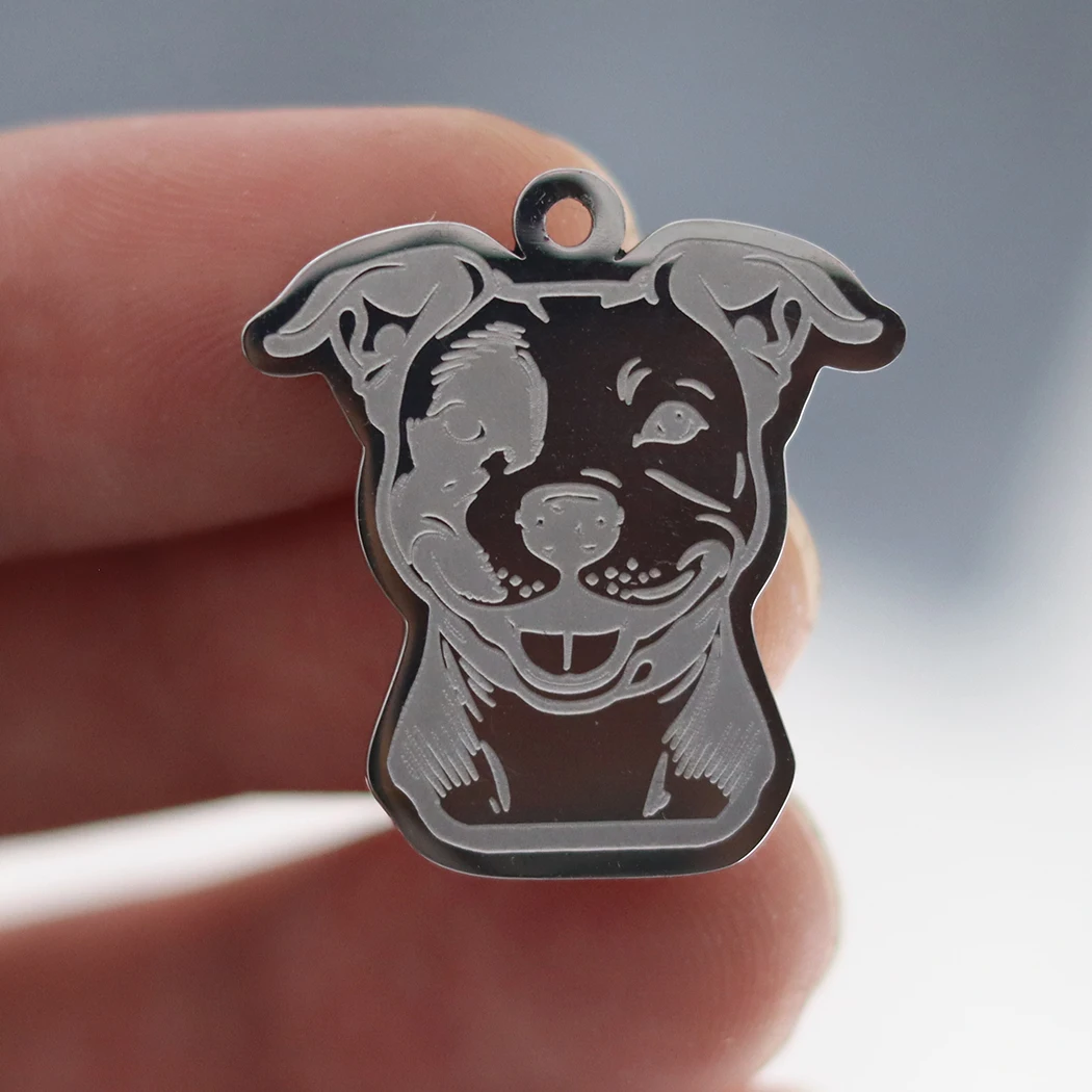 2pcs Pitbull Dog Charms For Jewelry Making Stainless Steel Animal Charms Pendants For DIY Necklaces Earrings Gifts