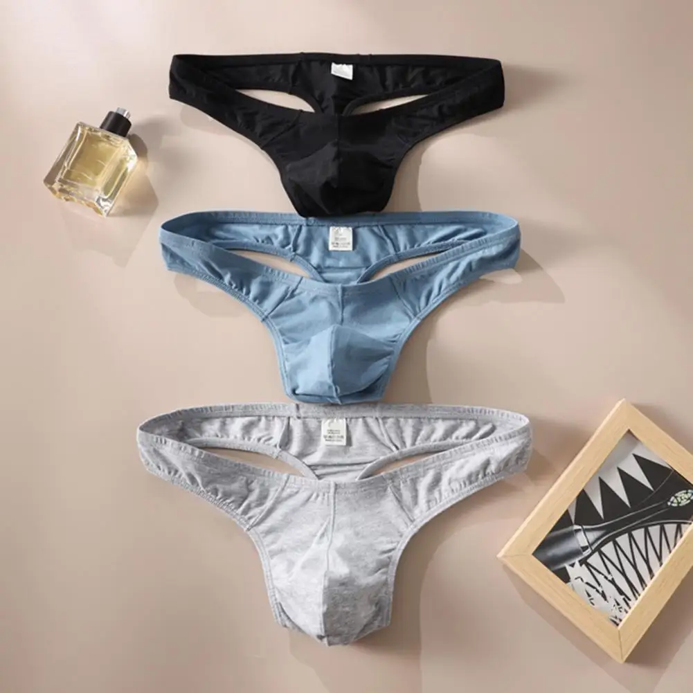 Low-waisted Men Thong Comfortable Men Thong Men's Low-waisted Thong Underwear T-shaped Cut Briefs with U Convex for Daily
