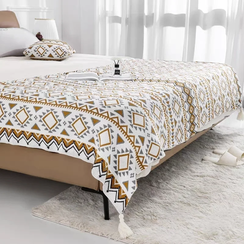 Homestay Hotel Bohemian Style Dustproof Bed Tail Towel Sofa Blanket Home Bed Flag Bed Cover Apartment Home Decoration TowelZG949