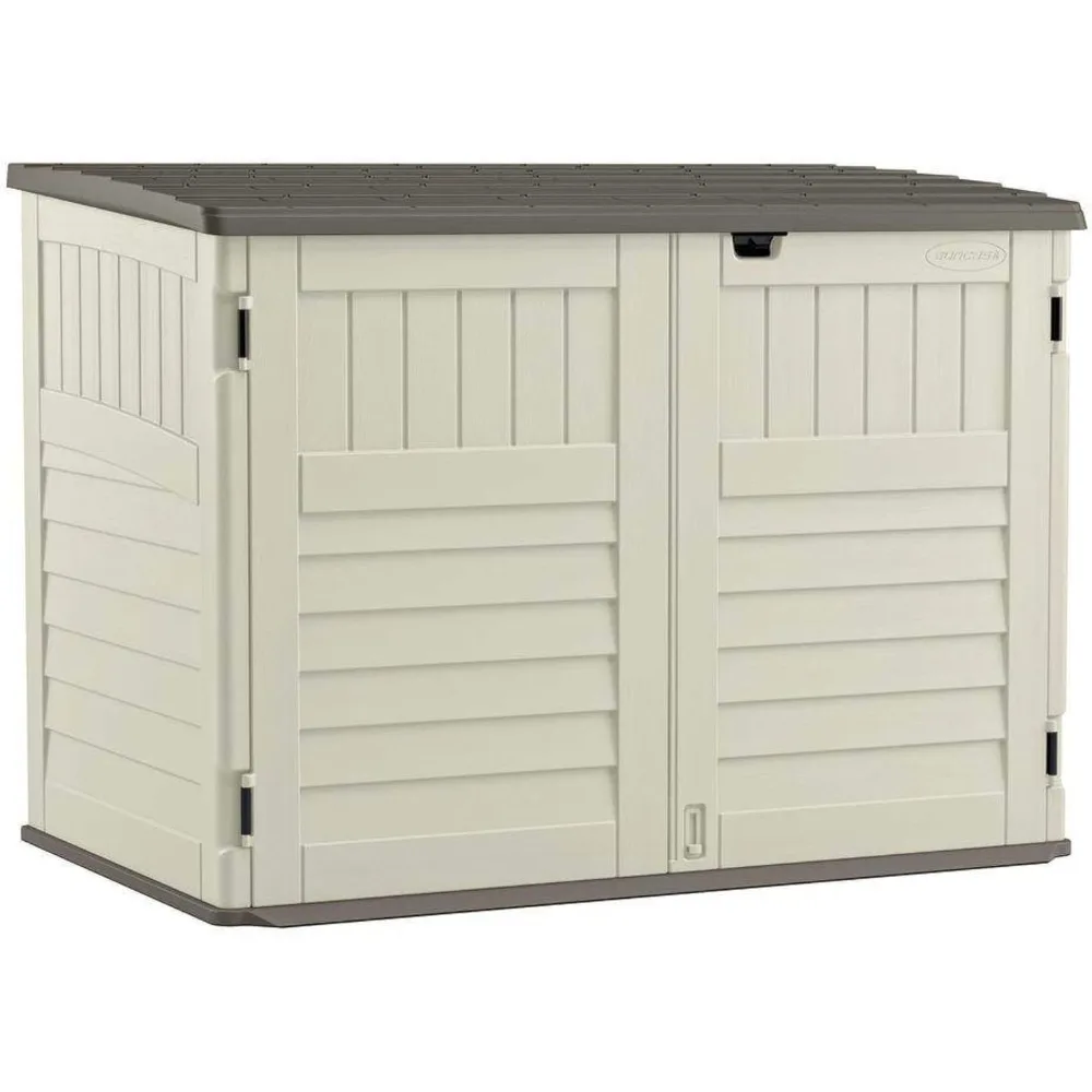 

5.9 ft. x 3.7 ft Horizontal Stow-Away Storage Shed - Natural Wood-like Outdoor Storage for Trash Cans and Yard Tools