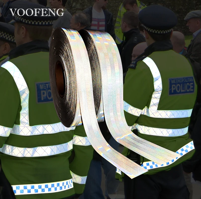 

VOOFENG High Visibility Reflective Tape Micro Prismatic Reflective PVC Tape with Fabric Backing Sewing on Clothes Workwear