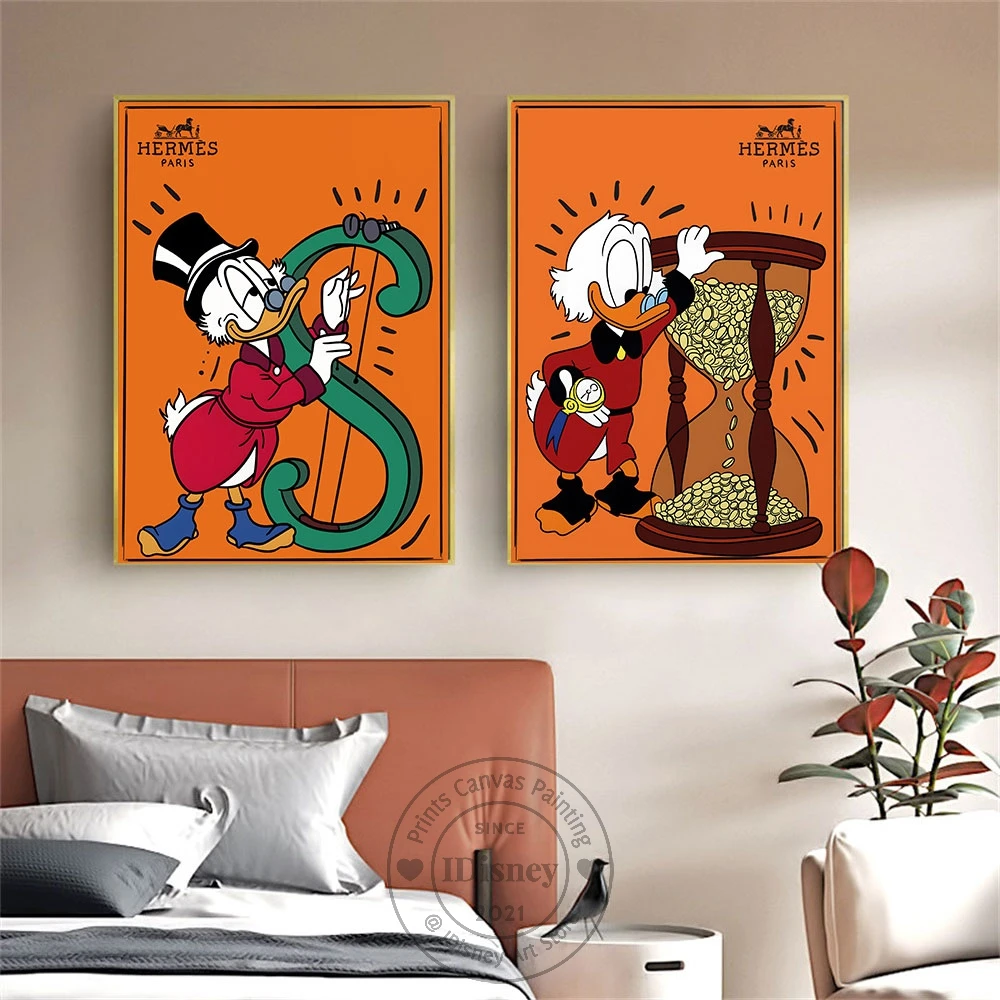 Disney Luxury Money Poster Donald Duck Winnie The Pooh Print Cartoon Characters Canvas Painting Home Wall Art Picture Room Decor