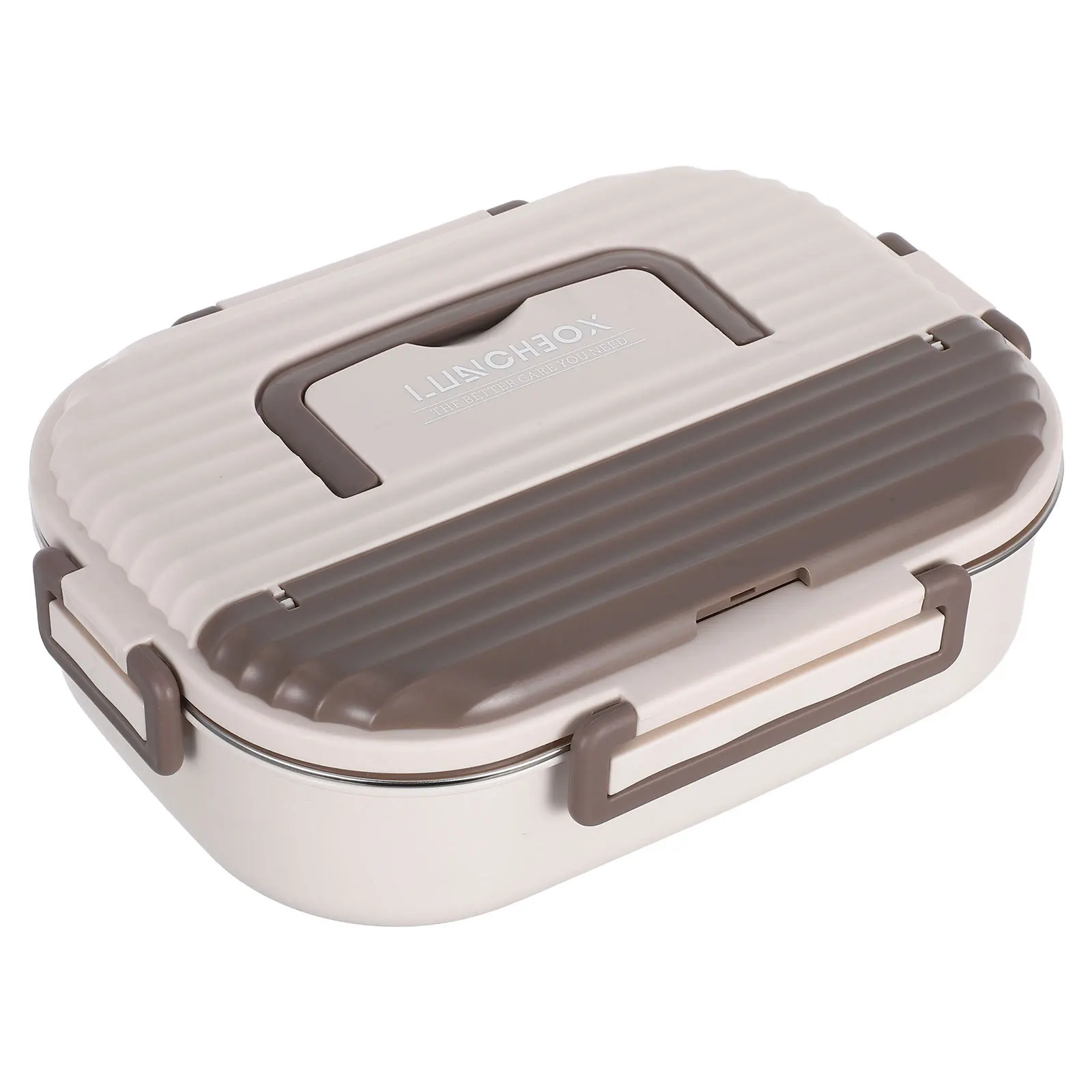 

Double Layered Stainless Steel Lunch Box 5-Compartment 1000Ml Leakproof Bento Container Divided Lunch Box for Work School Food