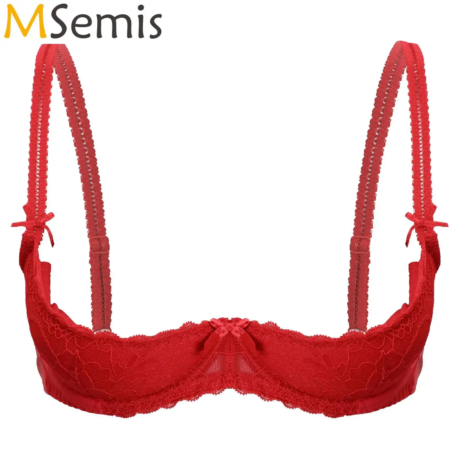 

Womens 1/2 Cup Push Up Underwire Lace Bra Lingerie Open Breast Cup Bra Tops Open Nipple Bare Breast Exposed Brassiere Underwear