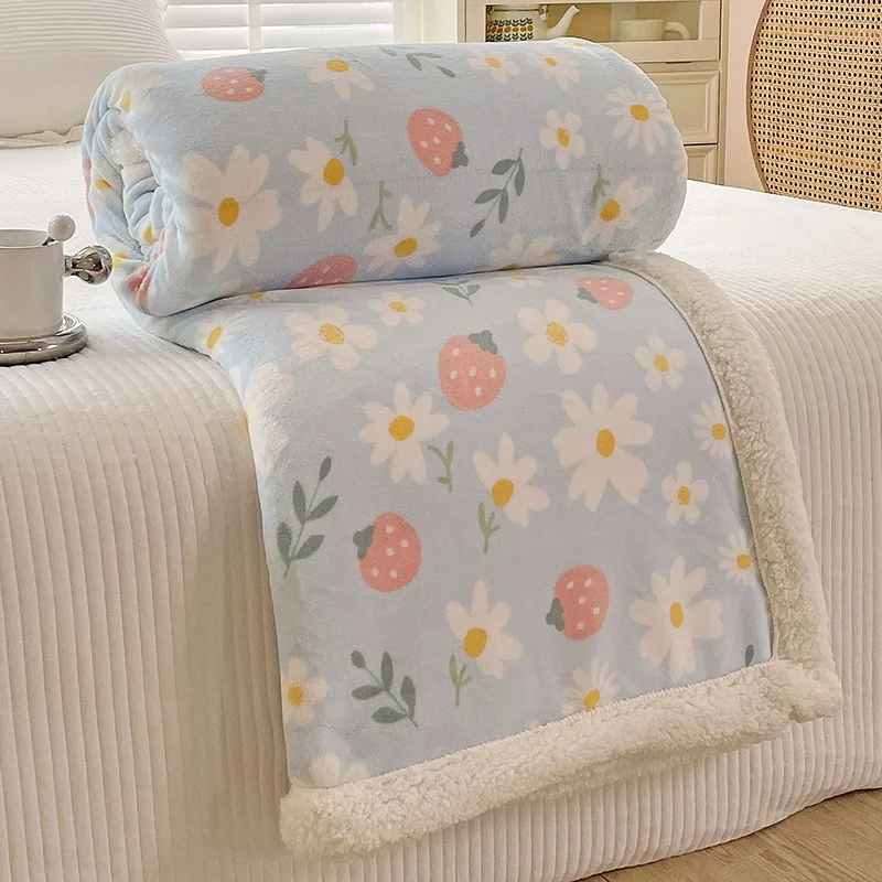 

Winter Thick Blankets Warm Cashmere Blanket Soft Throw On Sofa Cover Bed Cover Double Sided Zipper Floral Wool Blanket Bedspread