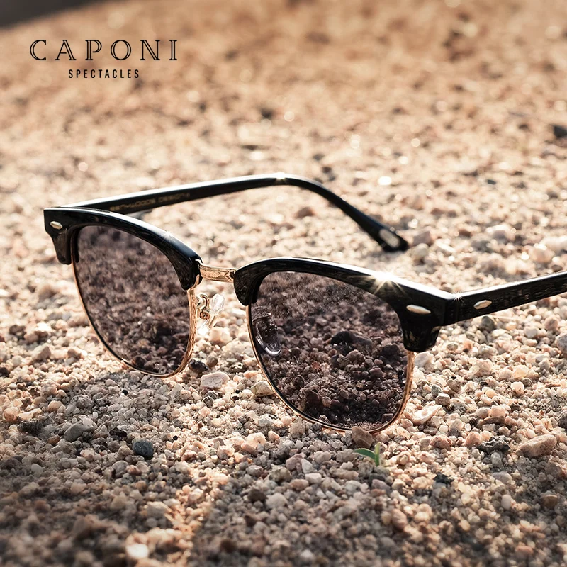 

CAPONI Polarized Festival Sunglasses Men Handmade TR90 Metal Eyewear Male Luxury Brand Retro Sun Shades For Women UV400 CP3101