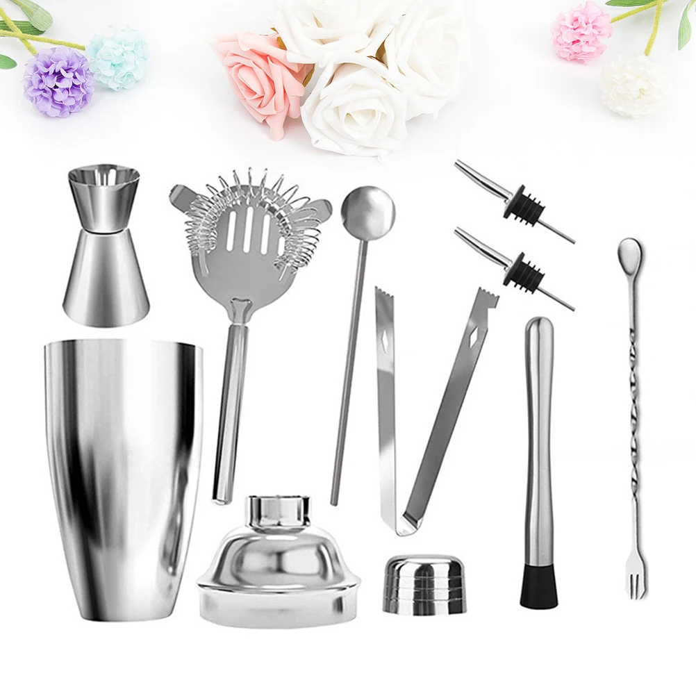 

9 Pcs Bartender Set Shaker Mixer Beverages Cocktail Martini Stainless Steel