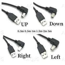 Type A Male to Type B Male 90 degree Up & Down & Left & Right Angled USB 2.0 Printer Scanner Cable 30cm 50cm 1m 150cm 1ft 5 feet