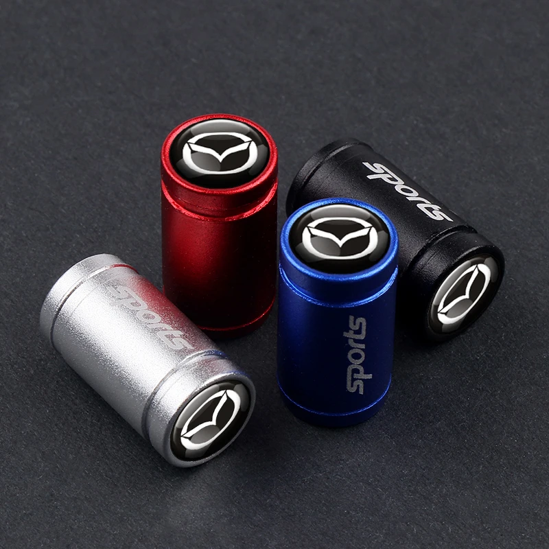 4PCS Car Tire Stem Frosted Valve Cap Aluminum Alloy Car Wheel Tire Valve Rim Stem For mazda Axela Atenza CX-3 CX-5 CX-8 MS demio