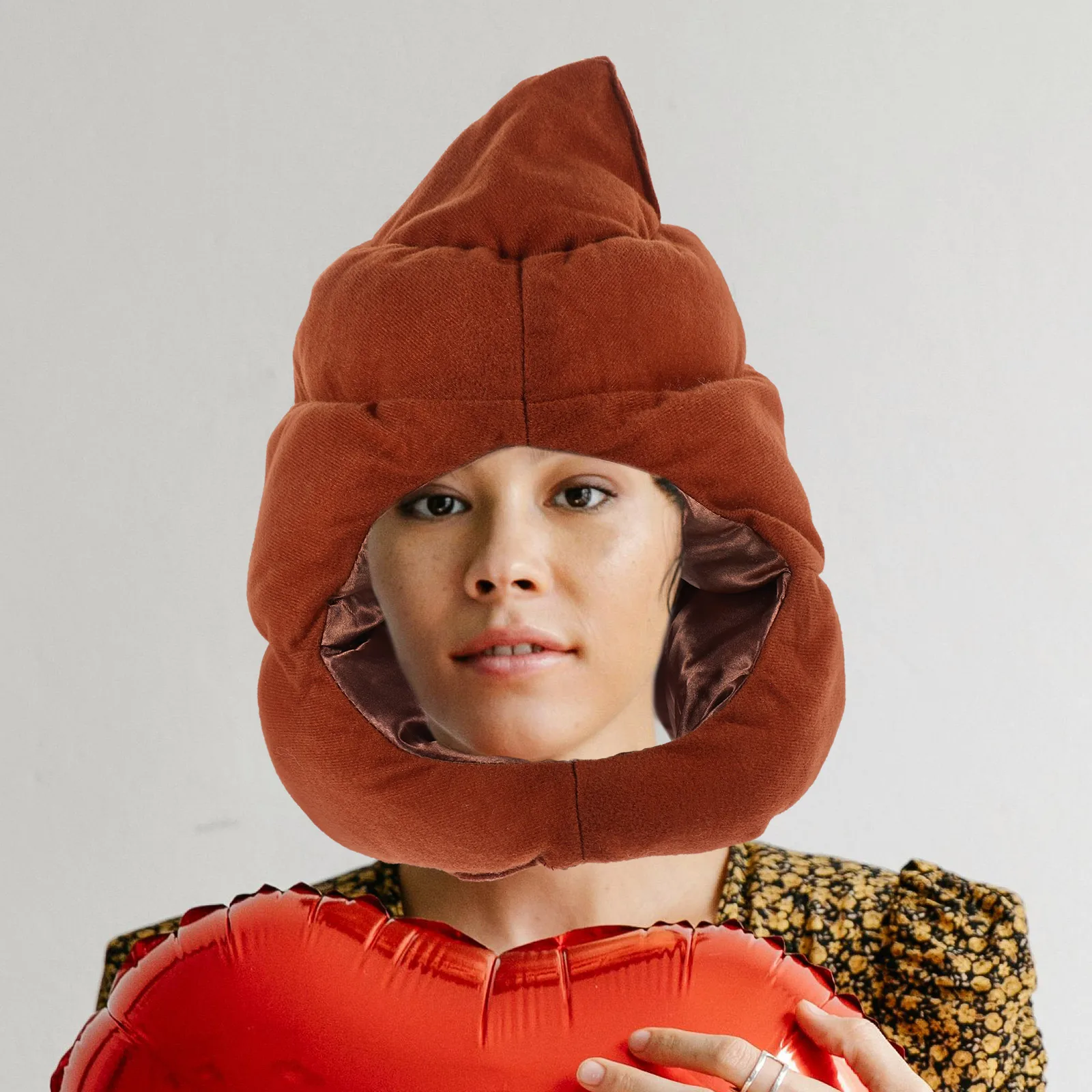 قبعة كبيرة على شكل أنبوب للمراهقين، قبعات رأس لعبة بني فاتح مضحكة للهالوين للبالغين