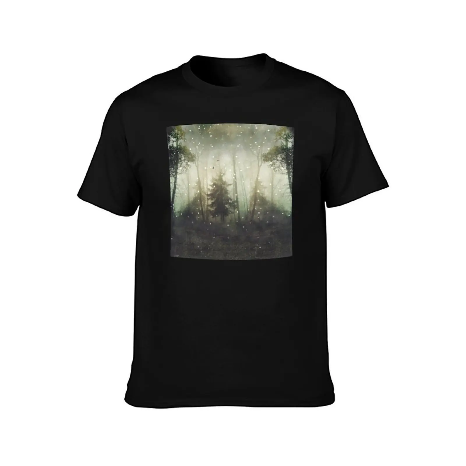 Wonders and Mysteries - Magical Forest Scenery T-Shirt Summer Casual Cotton Tee Oversized Streetwear Tops Unisex Men Women