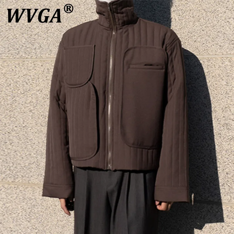 

WVGA Autumn Winter New Men Tide High Street Japanese Trendy Cotton Jacket Stand Collar Niche Loose Stylish Casual Coat Ins W8357