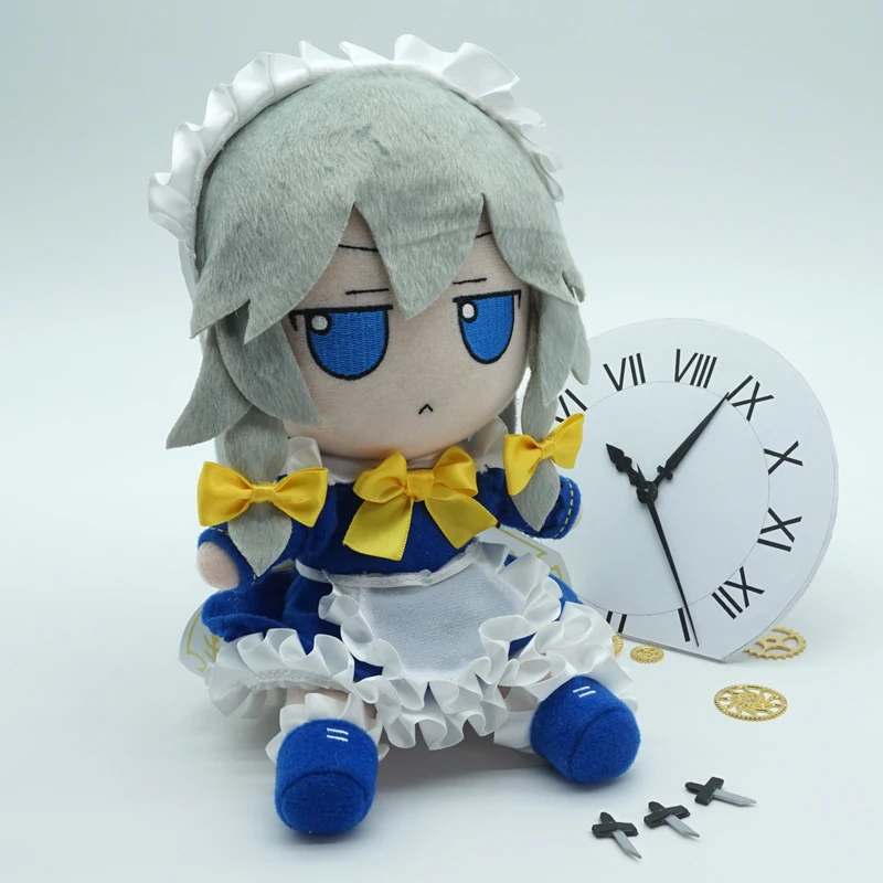 20Cm Touhou Project Anime Figure Izayoi Sakuya Kawaii Plush Stuffed Doll Desktop Headboard Decoration for Children Toy Gifts