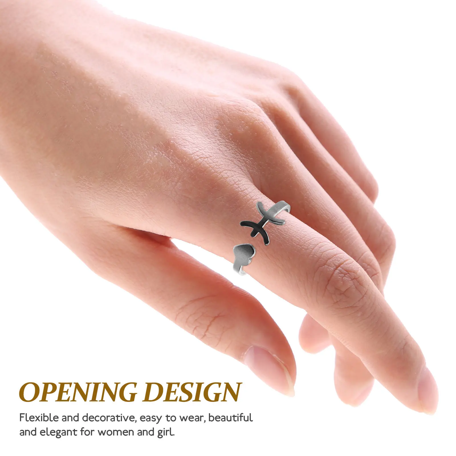 Gemini Ring Adjustable Open Style Women Ring Elegant Comfortable Fashion Jewelry Gift for Her Holiday Souvenir
