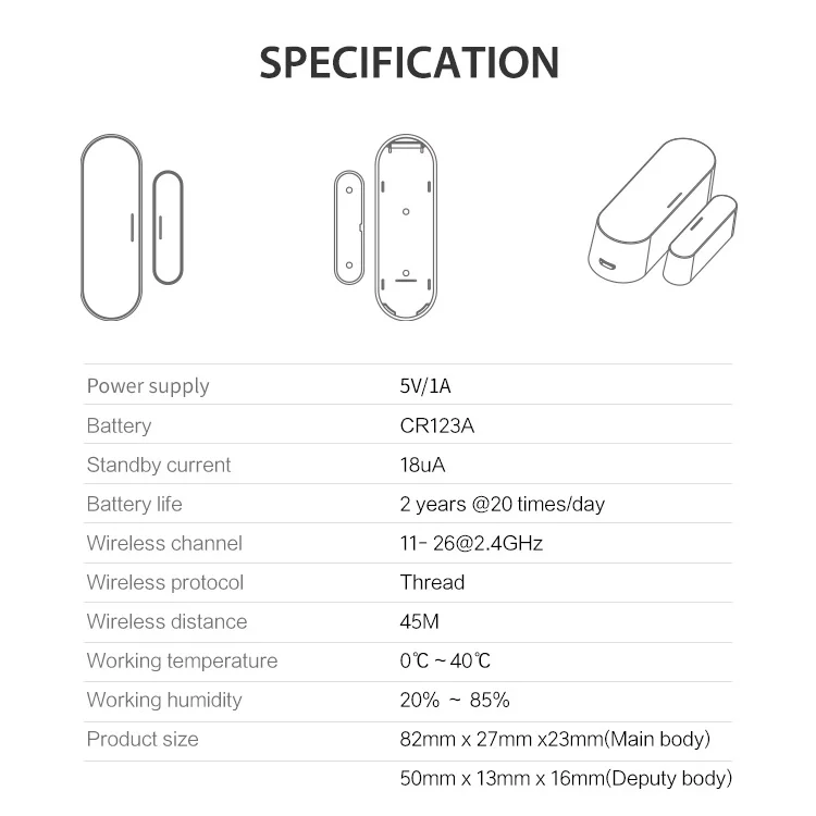 Tuya Wi-Fi / Matter / Thread Smart PIR Motion & Door/Window Sensor (HomeKit Compatible) door sensor