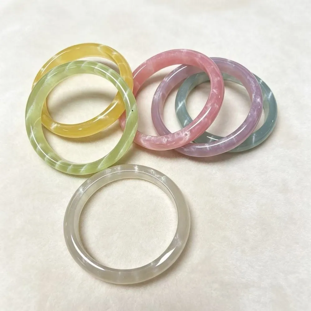 Vintage Cat Eye Resin Bracelet Thin Candy-colored Round Bangles Circle Shape Bright Cuff Bracelet Gifts