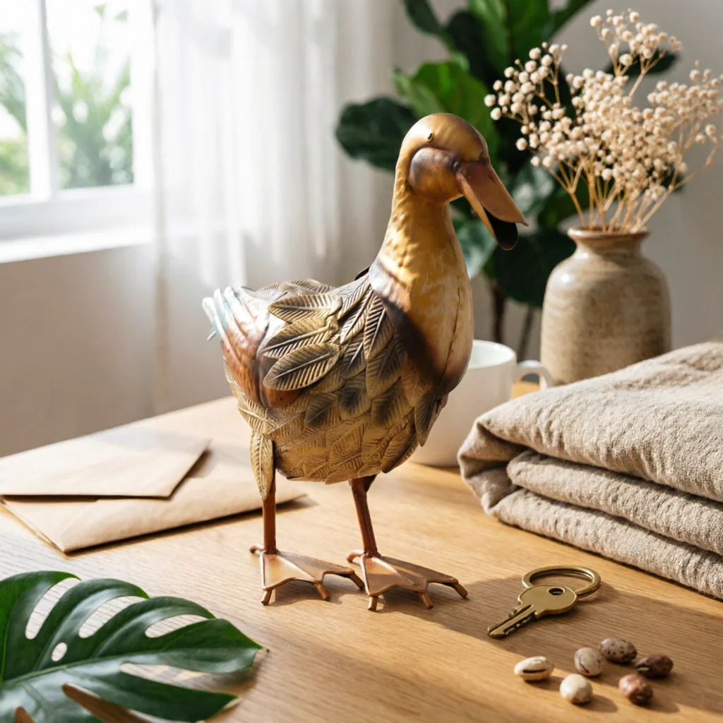 Duck Figurine Textured Duck Statue Tabletop Decorative for Collectors, Home Decor, Photography