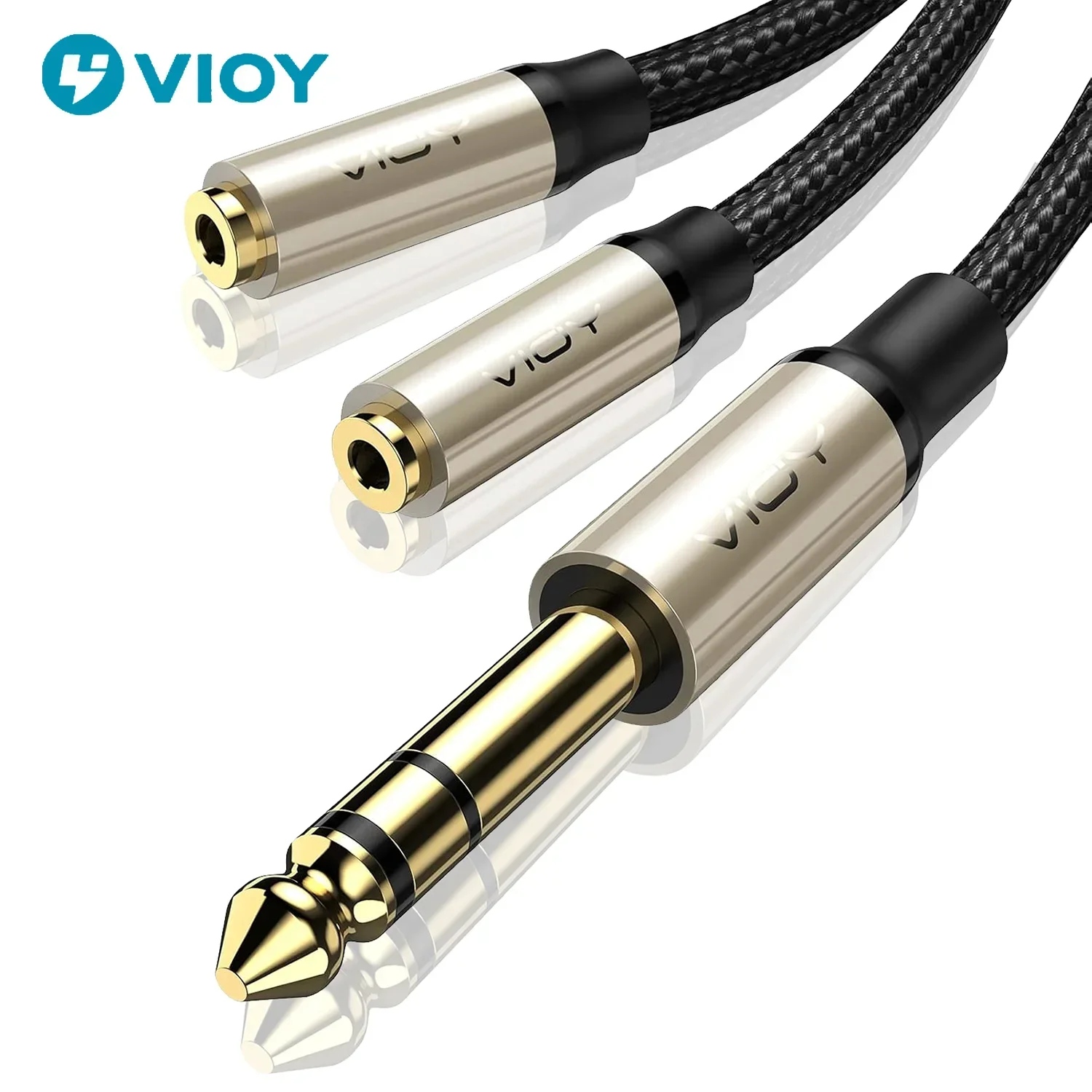 

6.35 To 3.5 Audio Extension Cable 1/4 TRS Male To Dual 1/8 Female Y-Splitter Cable for Amplifier Guitar Amp Keyboard Piano Mixer