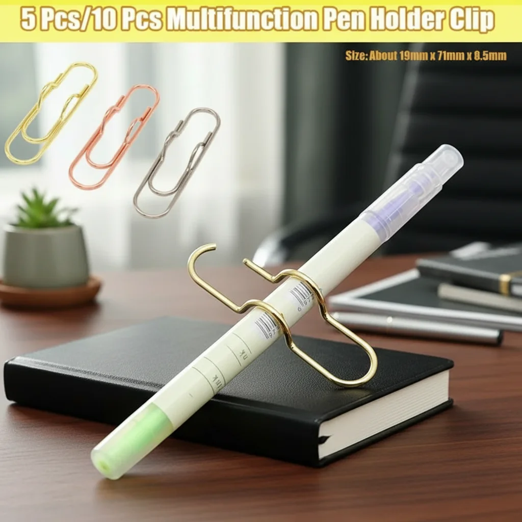 Mini Paper Clips Set 5 Pcs/10 Pcs Paper Fix Clips for Notebook Journal Document Pen Holder Book Pin