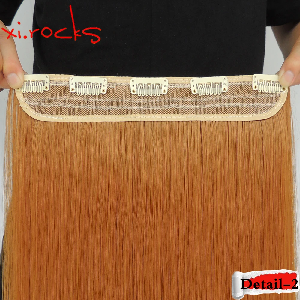 WJLZ5050/27s 1Piece/Lot Xi.Rocks 5 Hair Clips Extension Synthetic in Straight  Blonde Color Wig